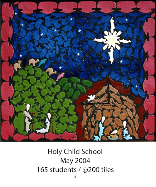 a pottery mosaic of the nativity